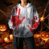 Damen Halloween Print Pullover Hoodie mit und Taschen Lässiges Langarm Top