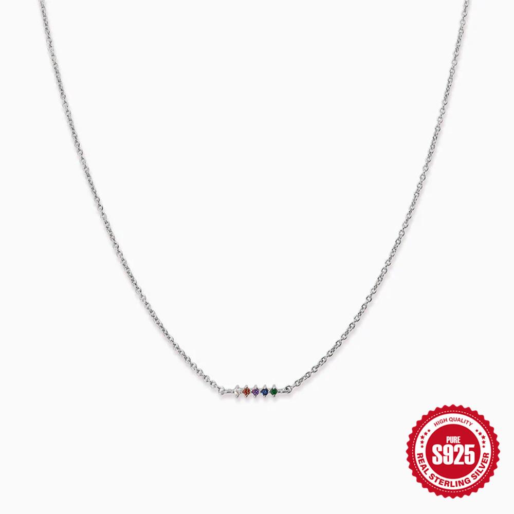 

S925 Sterling Silver Temperament Single-Row Color One-Word Simple Diamond-Encrusted Women S Necklace Collarbone Chain 925 Silver платиновый