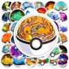 50Pcs Cartoon Anime  Stickers Kids Toys Kawaii Poke Ball Pikachu Decals Skateboard Laptop Waterproof Sticker
