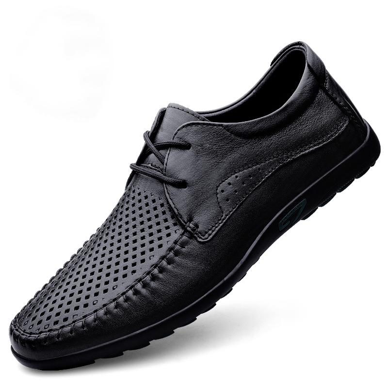 Fashion Genuine Leather Mens Oxford Shoes Casual Shoes Cowhide Business Footwear Soft Comfortable Male Walking Shoes Breathable Sneakers