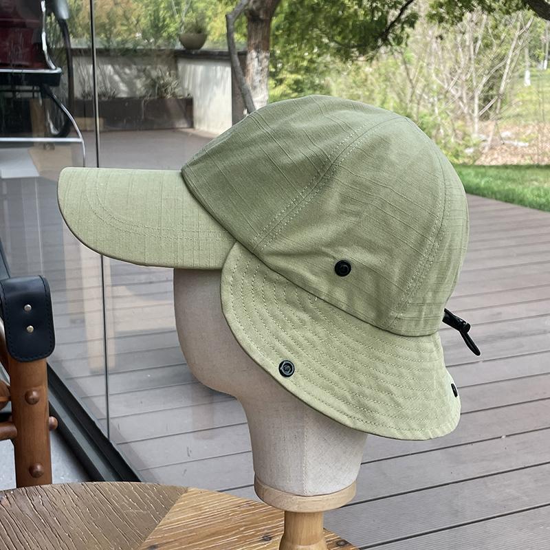 Design Sense Neck Protection Sun Baseball Cap Men Women Summer Sunscreen Bucket Hat Lengthened 8cm Brim Cotton Sun Cap