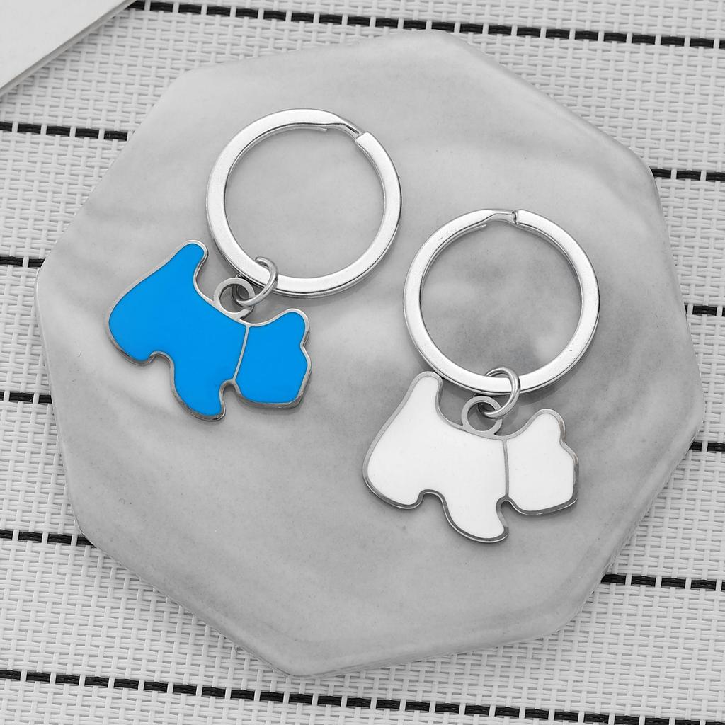 Korean Cute Dog Stainless Steel Keychain Lovely Pet Style Fashion Backpack Pendant Practical Gift for Girlfriend Friends