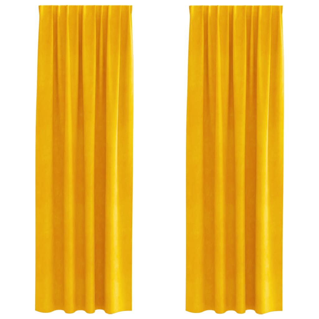 Blackout Curtains 2 pcs Mustard Yellow 140 x 225 cm Velvet