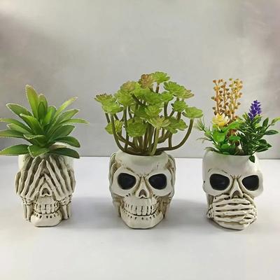 Ghivece cu craniu, vaze schelet pentru plante suculente, flori, decorațiuni și accesorii de casă punk, decorațiuni pentru Halloween și ziua morților