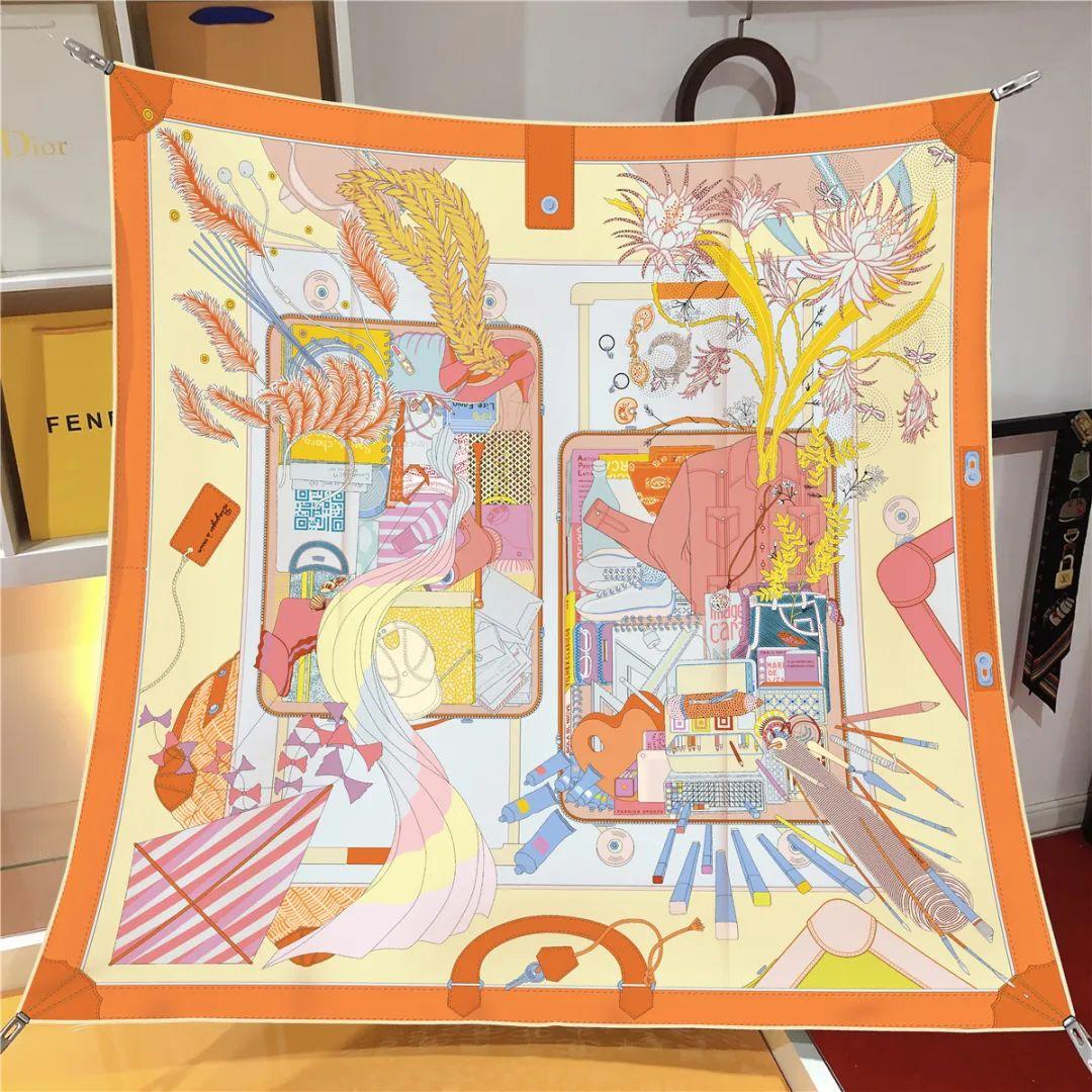 90*90Cm Fashion High-Grade Kerchief  Print Bandana Shawl Summer Sunscreen Square Headcloth Female Summer Sunscreen Silk Scarf