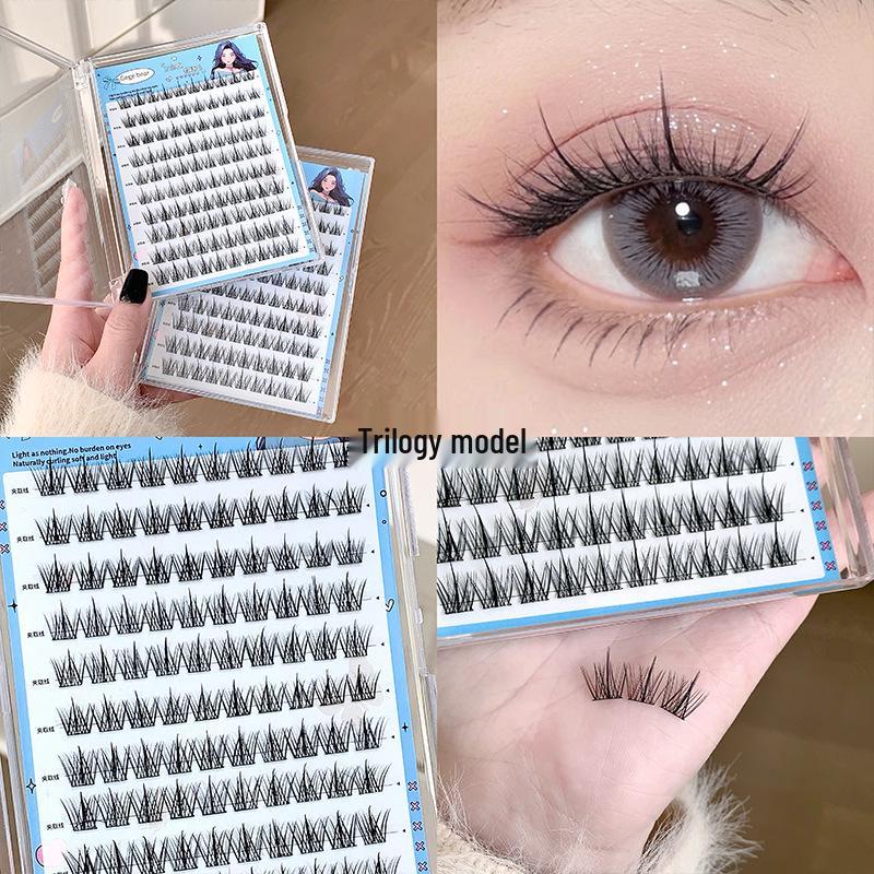 Gegebear Sunflower Pattern Glue-Free False Eyelashes - Natural, Thick, and Segmented for Clearly Defined Individual Lashes.