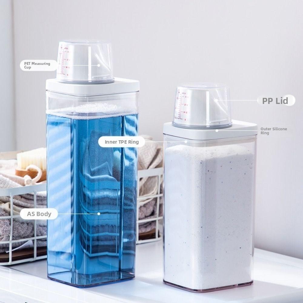 Sealed Laundry Powder Storage Box with Measuring Cup Detergent Powder Tank