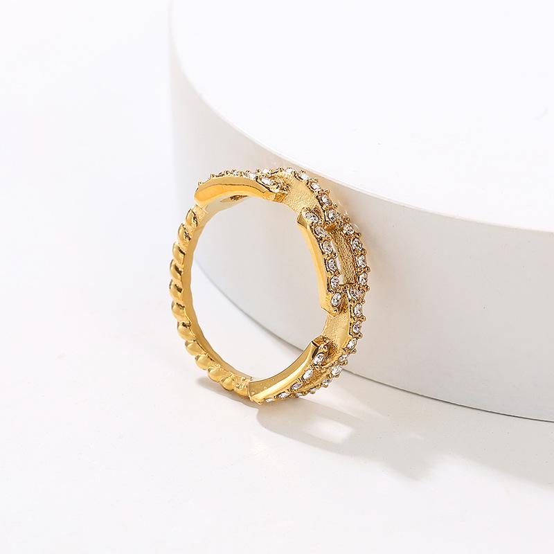 European & American INS Style Zircon Square Buckle Stainless Steel Women's Ring