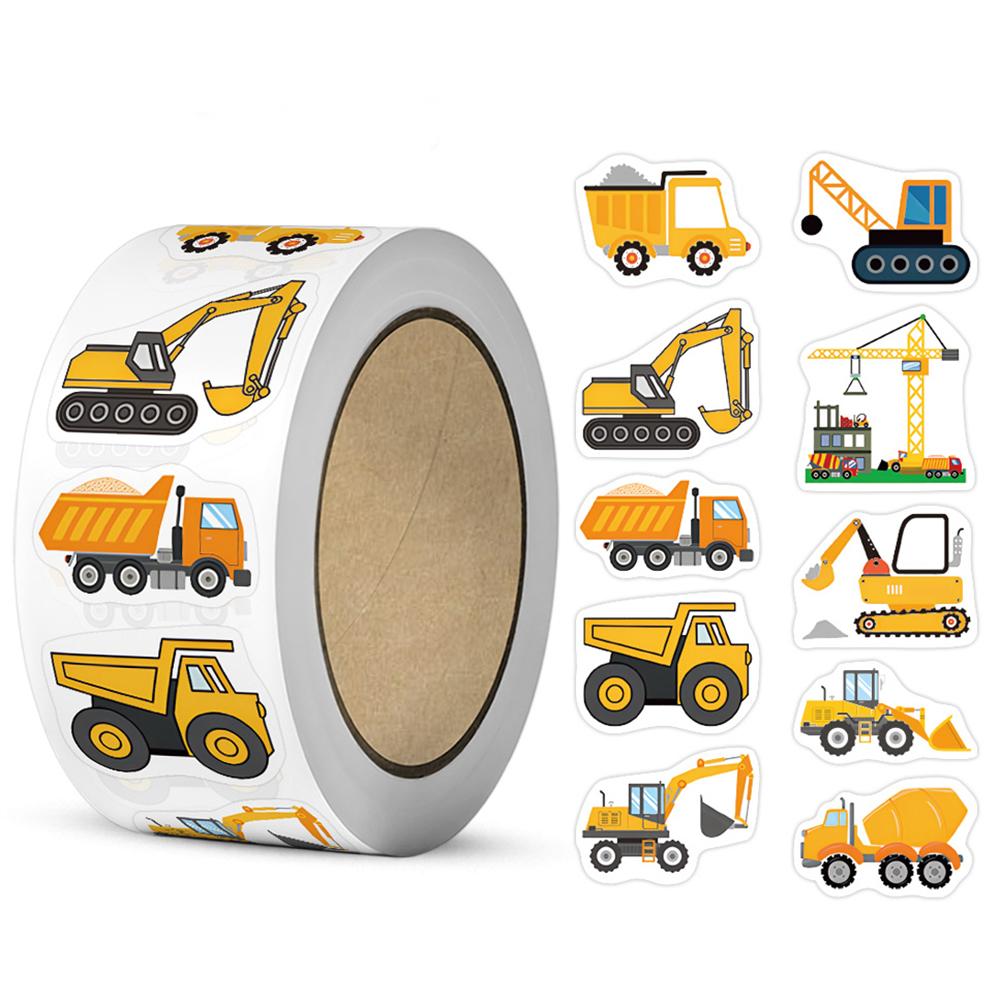 100-500pcs Cartoon Engineering Vehicle Stickers, Encouragement Stickers, Child Stationery Stickers, Gift Decoration Seal Labels