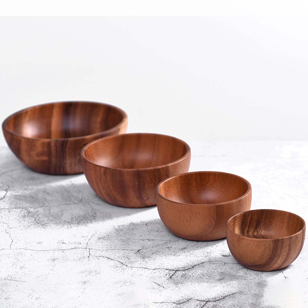 Household Container Natural Acacia Wood Kitchen Utensils Tableware Bowl Ramen Bowls Wooden Bowl