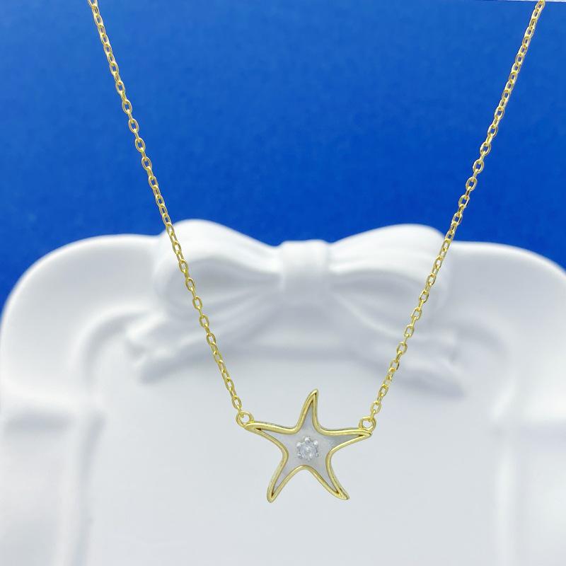 Sterling Silver S925 Starfish Necklace - Trendy French Gentle Style for Women Sterling Silver 925