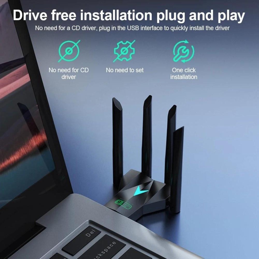 4 Antenna Design 1300Mbps WiFi Dongle Wireless Network Card  For Computer/PC/Tablet
