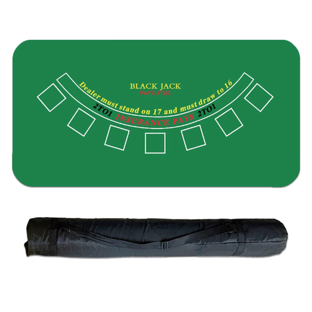 

ЗДОРОВЫЙ Мат для Блэкджека Стол для Казино 120см 60см с Чехлом для Хранения чёрный