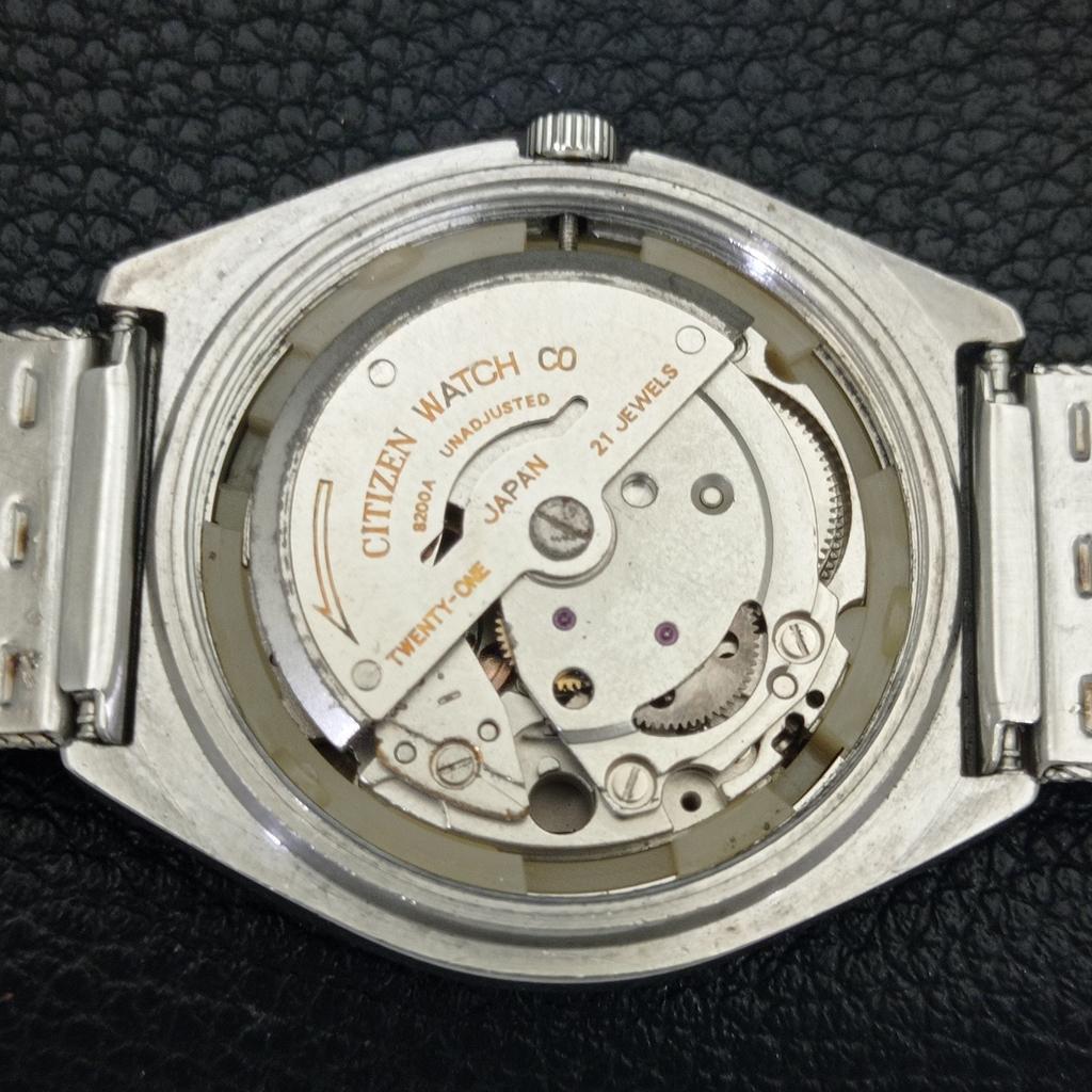 JAPAN VINTAGE CITIZEN AUTOMATIC 8200 MENS BLACK COLOR DIAL WATCH A702758-1 R210-a702758