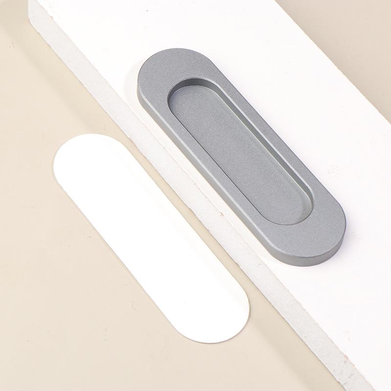 Раздвижная дверь-амбар Раздвижная дверь Скрытая мебельная фурнитура Ручка Самоклеящаяся Ручки для стеклянной двери ванной комнаты серый