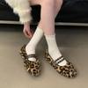 Mode Mode Runde Zehenpartie Damen Mary Janes Ballerinas Pelzschuhe Damen Schnallenriemen Schuhe Warm Damen Ballerinas Flache Schuhe