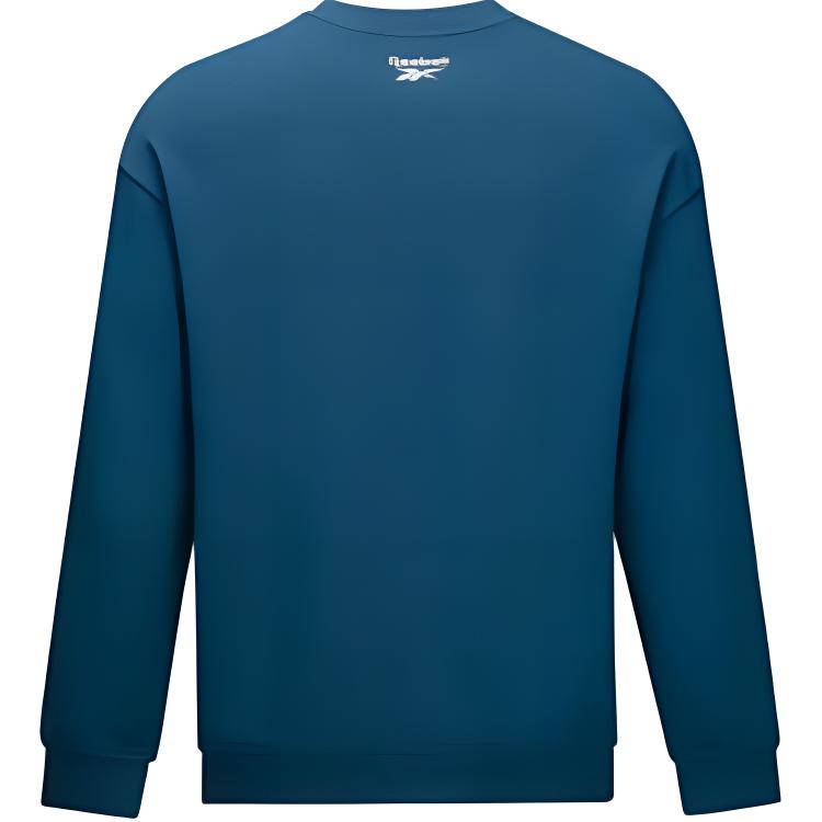 Reebok Soft And Comfortable Crew Neck Pullover Letter Long Sleeve Sweatshirt Unisex sweatshirt Navy-Blue 24FRM313UGBA