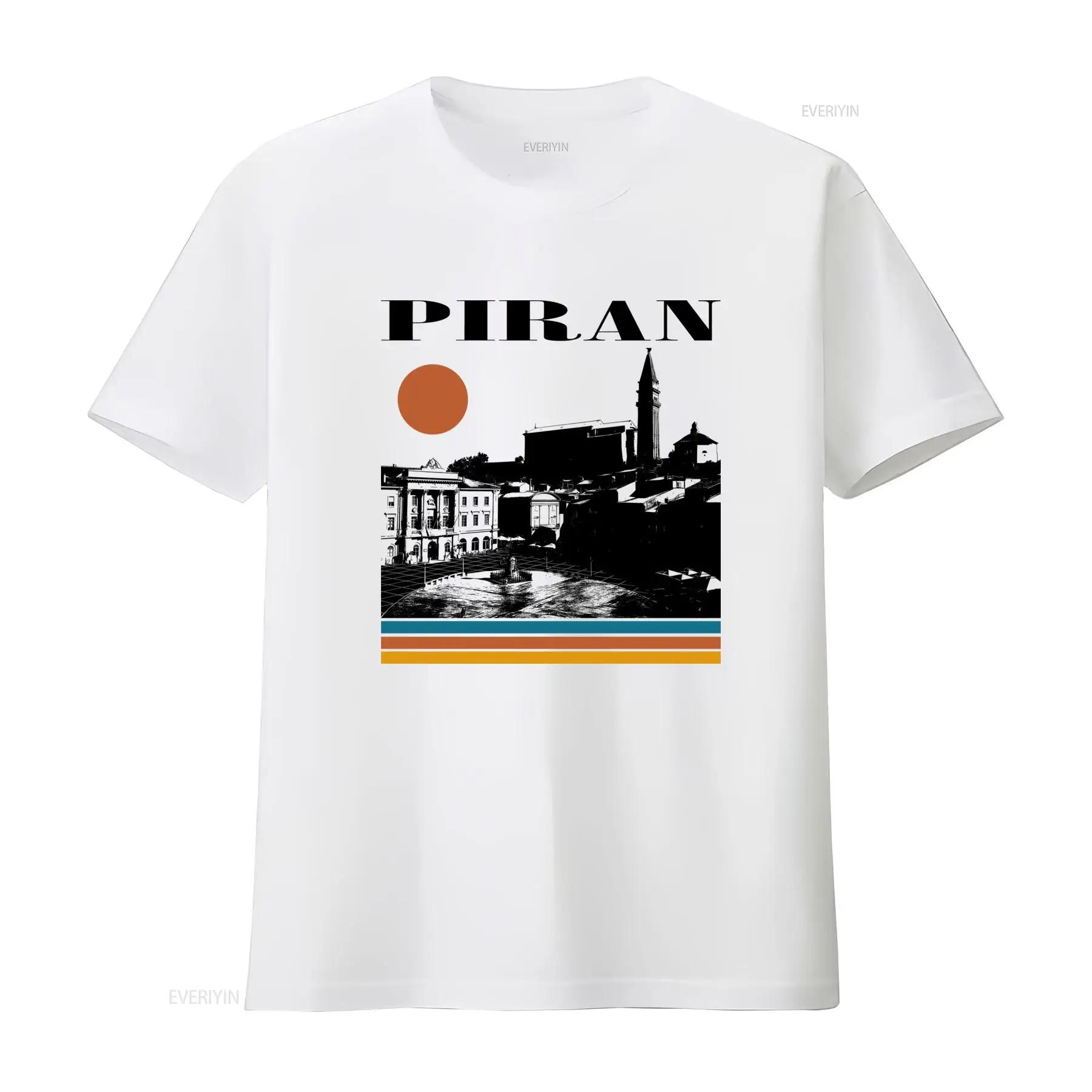 Piran Slovenia Vintage Retro Travel Minimalist T Shirt Print Fashion Streetwear vintage Washed designer clothes Soft Unisex S разноцветный