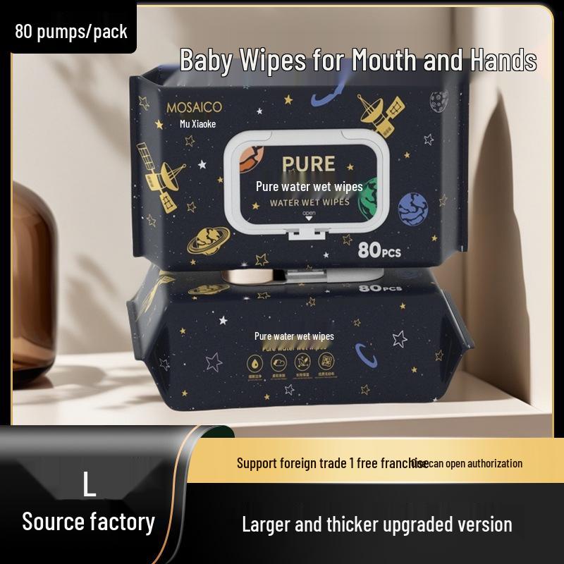 Baby Wipes - 80 Thickened Wipes for Infants & Toddlers, Household Hand & Mouth Large Pack.