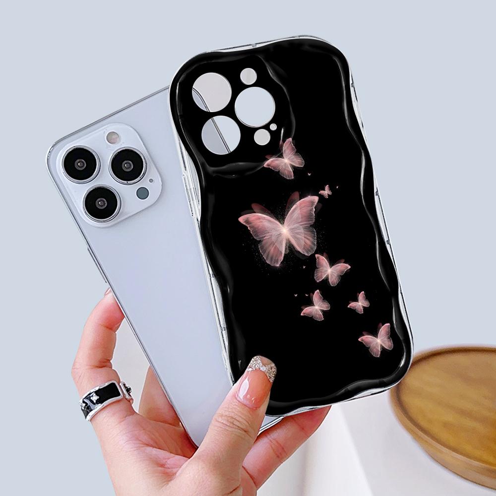 Model de desene animate Carcasă cu textura cremă Marginea ondulată Husă din silicon moale Husă pentru telefon pentru iPhone Samsung Huawei Honor Xiaomi Redmi Infinix Tecno