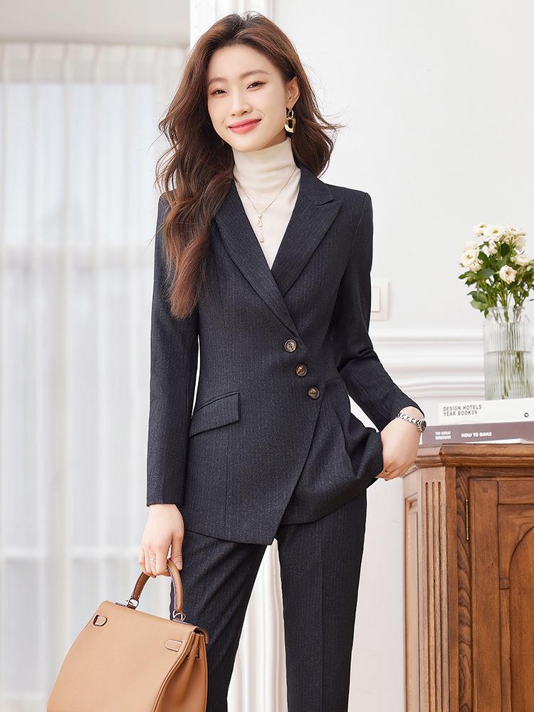 Women's Striped Suit Set 2025: Spring/Autumn Formal Professional Attire