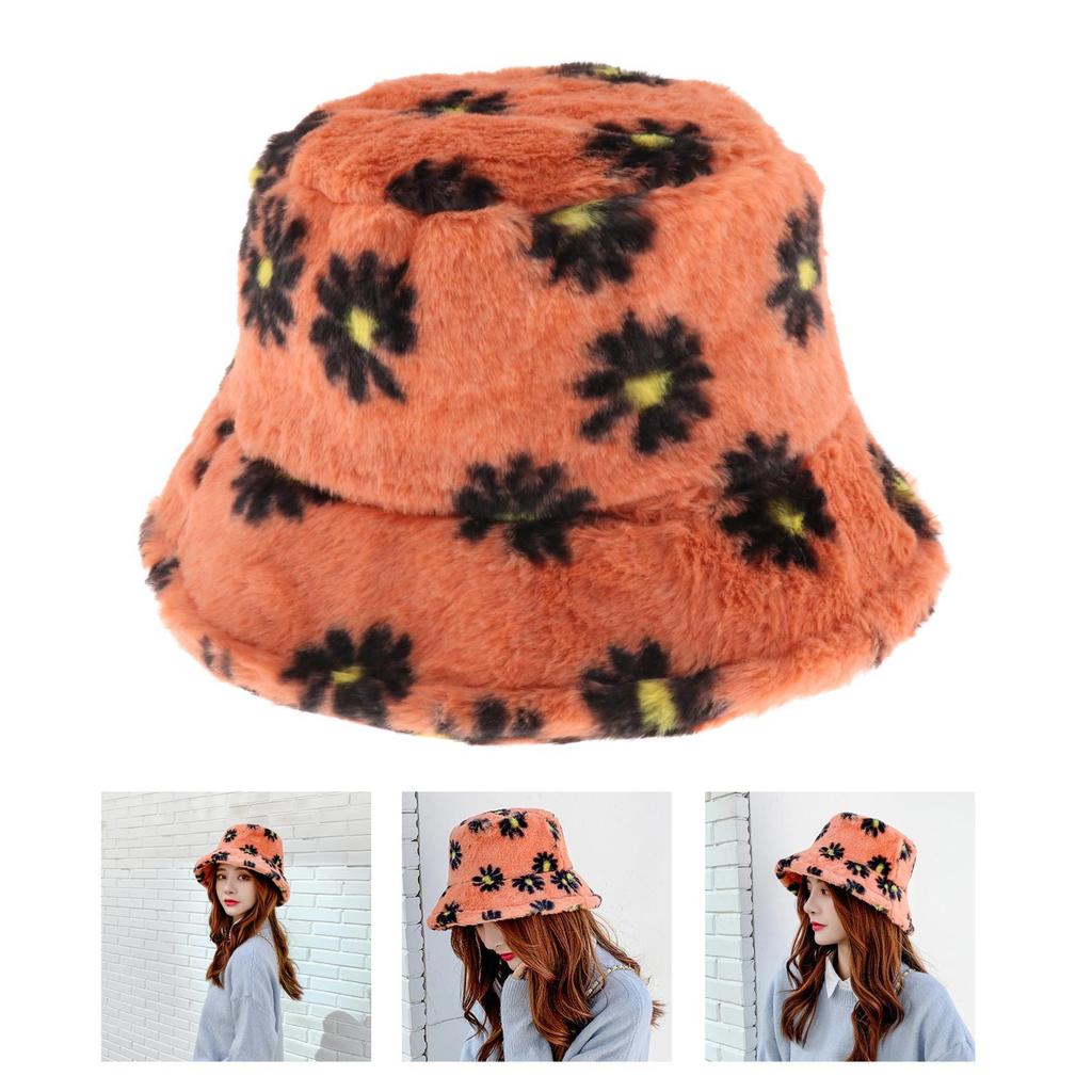 Teens Girls Adults Women's Bucket Hat Faux Fur Fisherman Hat Fluffy Winter Warm Hat Wide Brim Fisherman's Caps