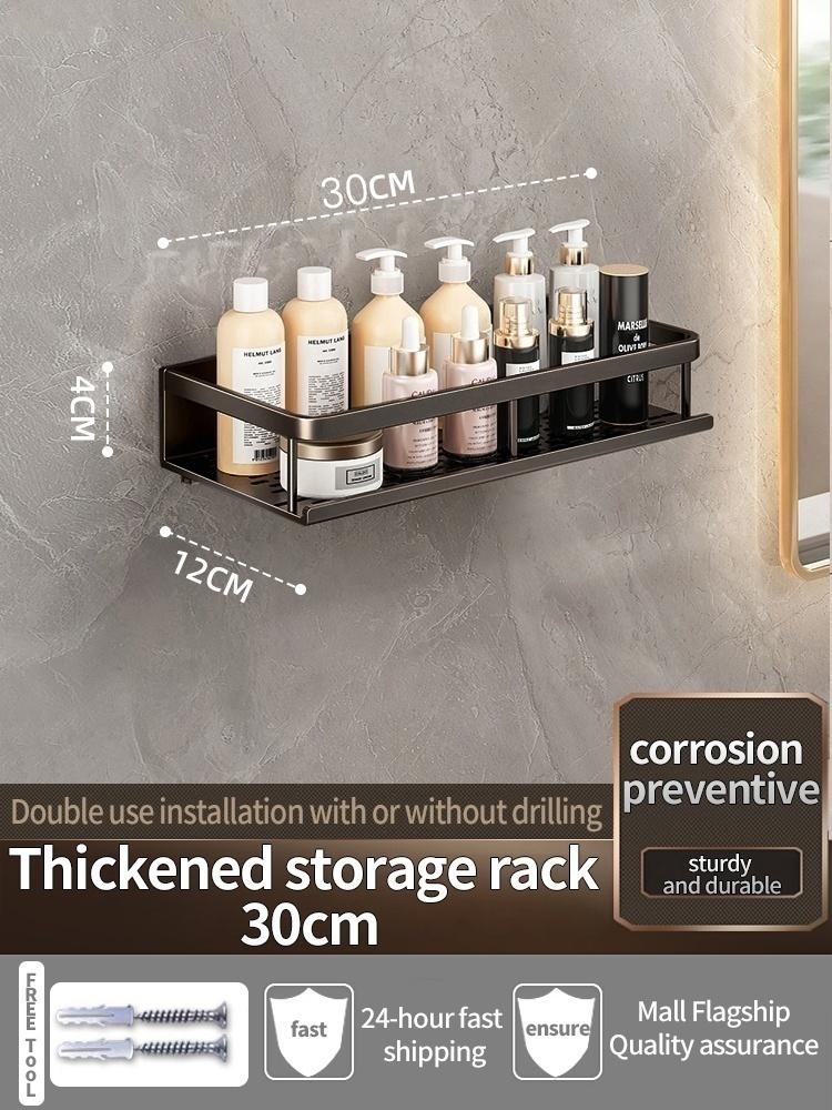 No Drill Bathroom Hardware Towel Rack Black 50CM-60CM Folding Aluminum Towel Rack Holder With Hook Towel Holder Tissue Holder