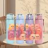 1PC Stacked Cute Pink Cats 750ml Color Plastic Sports Water Bottle Leakproof Flip Straw Lid Suitable for Sports Office Home Use