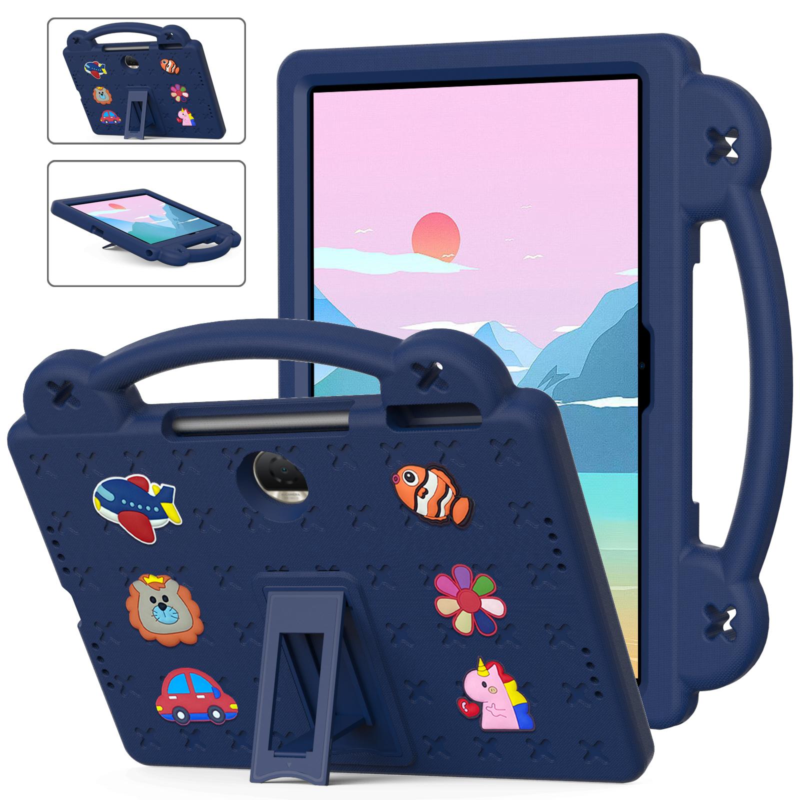 

For Honor Pad 9 Tablet Case Anti-scratch EVA Cute Patterns Kickstand Cover with and Handle Navy Blue