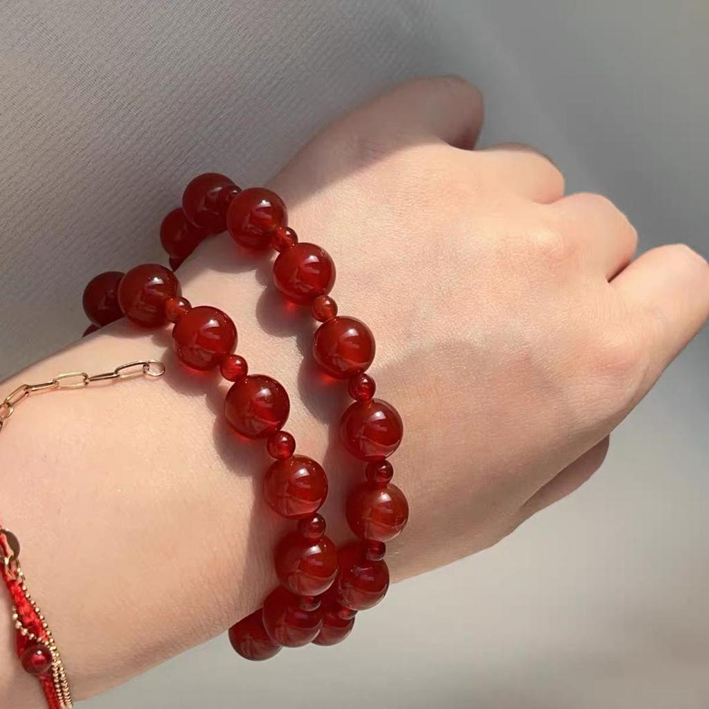 Xu Yan Style Natural Red Agate Multi-strand Versatile DIY Beaded Bracelet