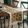 Vintage Table Runner Oil Painting with Tassels Bohemian Sideboard Suitable For Kitchen Holiday Party Birthday Party Table Decor