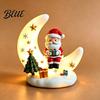 Glowing Desktop Decorations Christmas Moon Night Light with Santa Claus, Resin Decoration Warm LED Home Decor Glow, Holiday Tabletop Ornament for Desk