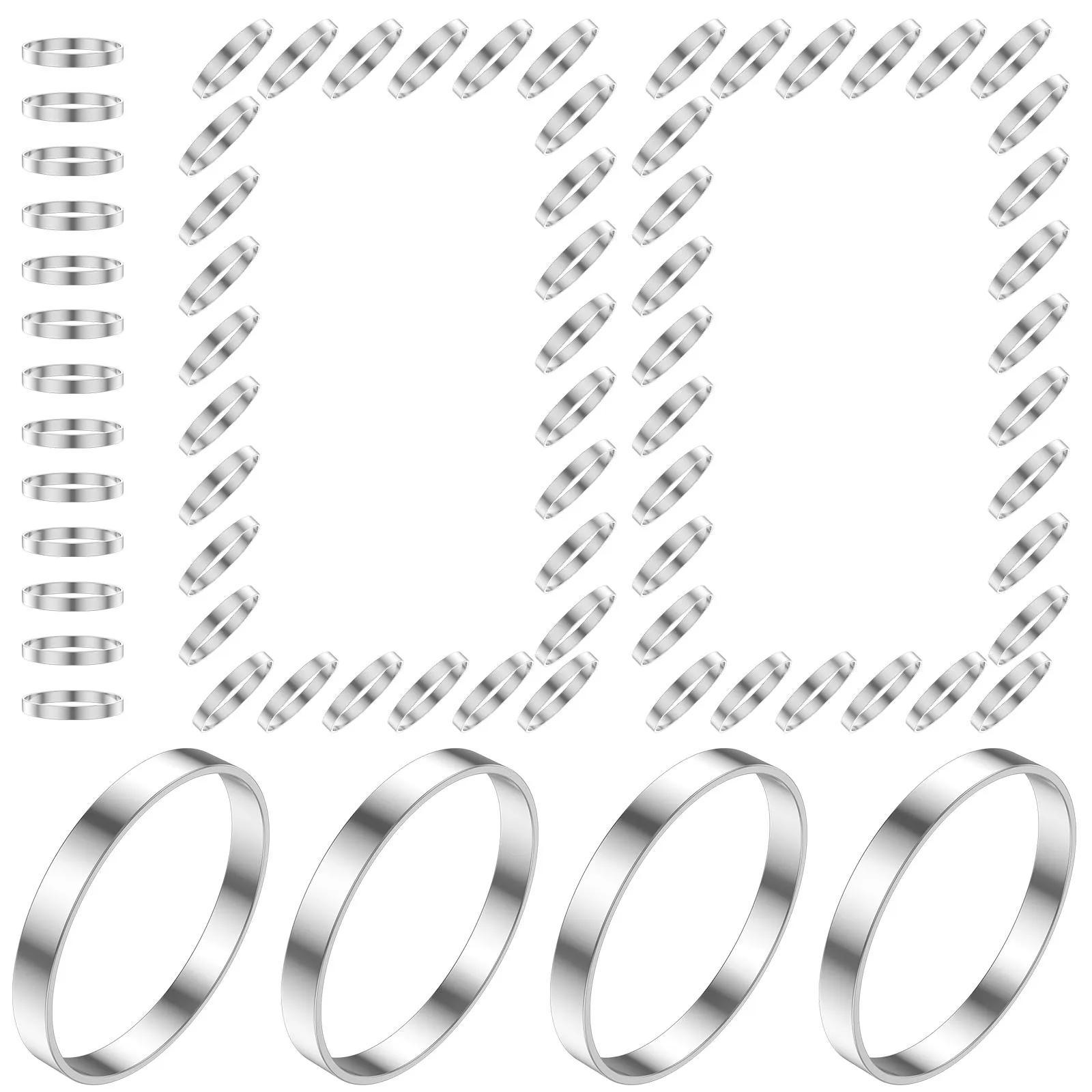 

100Pcs Napkin Ring 1.57 Inch Round Reusable Silver Napkin Holder Not Easy to Damage for Wedding Anniversary Banquet Party Decor