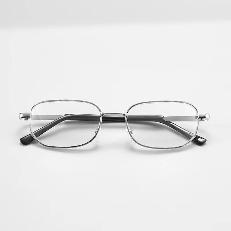 Anti-Scratch Reading Glasses Retro Square Presbyopic Eyewear With Glass Lenses Metal Hyperopia Eye Glasses Men's Glasses +3.5+4
