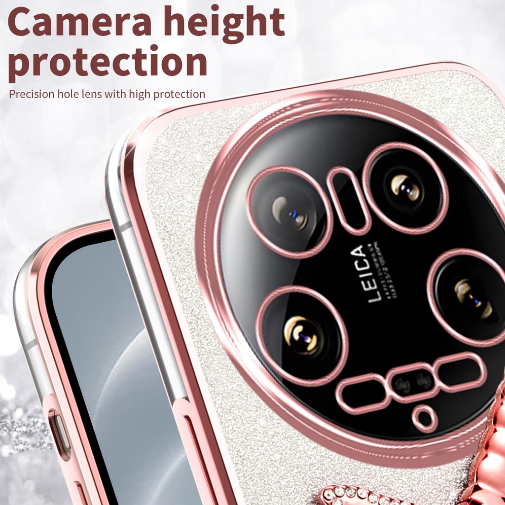 For Xiaomi 14 Ultra Case Dragonfly Kickstand TPU Flowers Glitter Phone Cover