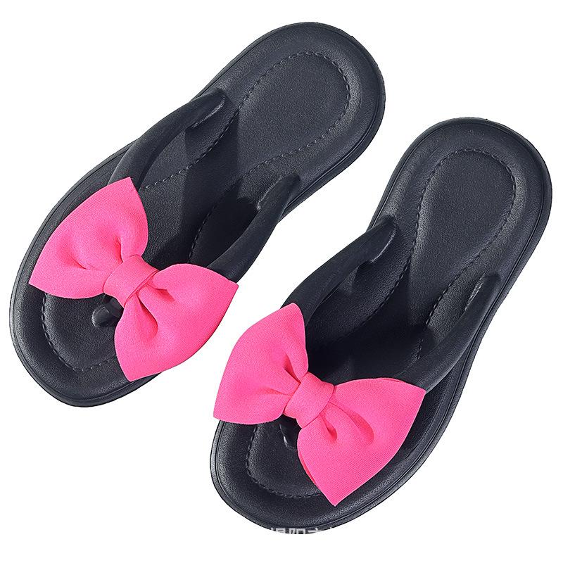 Women's Non-Slip Thick-Soled Bowknot Flip Flops - Fashionable EVA Slippers for Home & Outdoor Wear