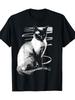 Siamese Cat Face Graphic Tee Unisexs Soft Cotton Round Neck Casual Tshirt Daily Wear
