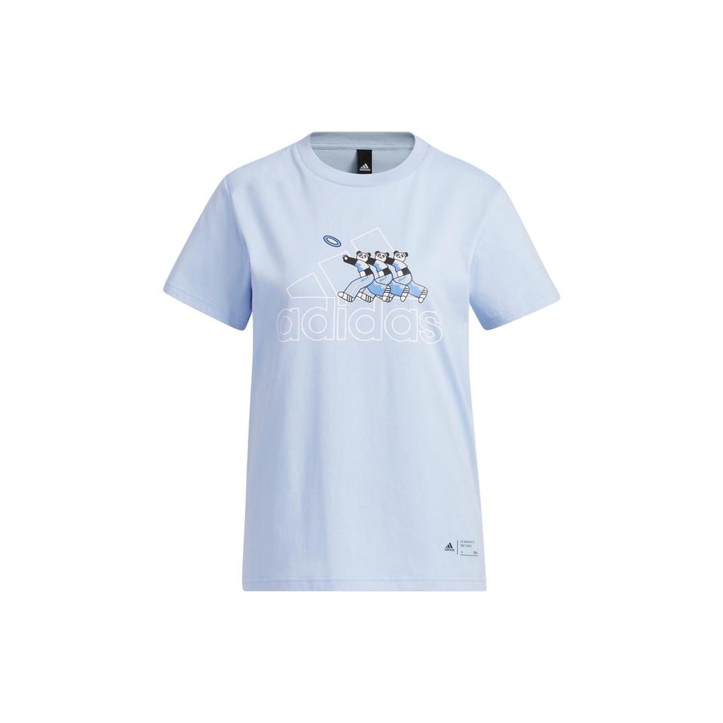New Adidas T Shirt Women's Light Pink Blue IP3936