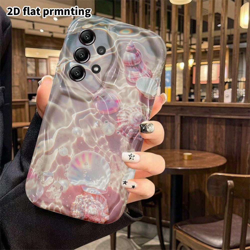 Phone Case: 2D Flat Samsung Galaxy A34 A35 M05 M06 S20 S22 S21 FE Plus 5G Protective Case, Light Sea Shell Pearl, Christmas and Halloween Gift