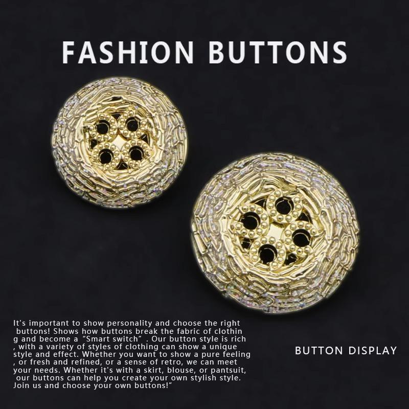 Metal Round Coat Buttons High-End Small Fragrant Women'S Sweater Cardigan Exquisite Clothes Gold Buttons Daquan