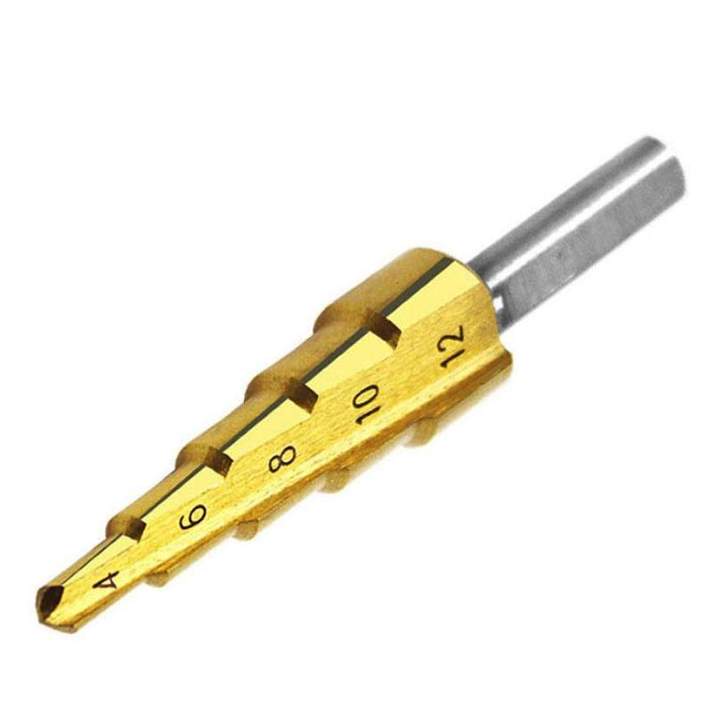 

1/3 шт. профессиональная быстрорежущая сталь, большой ступенчатый конус, треугольная ручка с покрытием, металлическое сверло, набор инструментов, резак для отверстий 4-12/20/32 мм 4-12 золотой