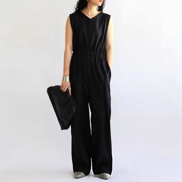 

2025 High Waist Sleeveless Zipper Jumpsuit - Summer Pre-sale L чёрный