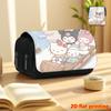 1pc Family Snow Country Tale Journey 2D Flat Printing Double-Layer Flip Black Pencil Case - Back-To-School Essential Pencil Case, Daily Multi-Function