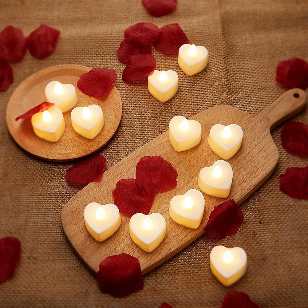 24 Pcs Heart Shape LED Candles Tea Light Romantic Love LED Candles for Valentine S Day Wedding