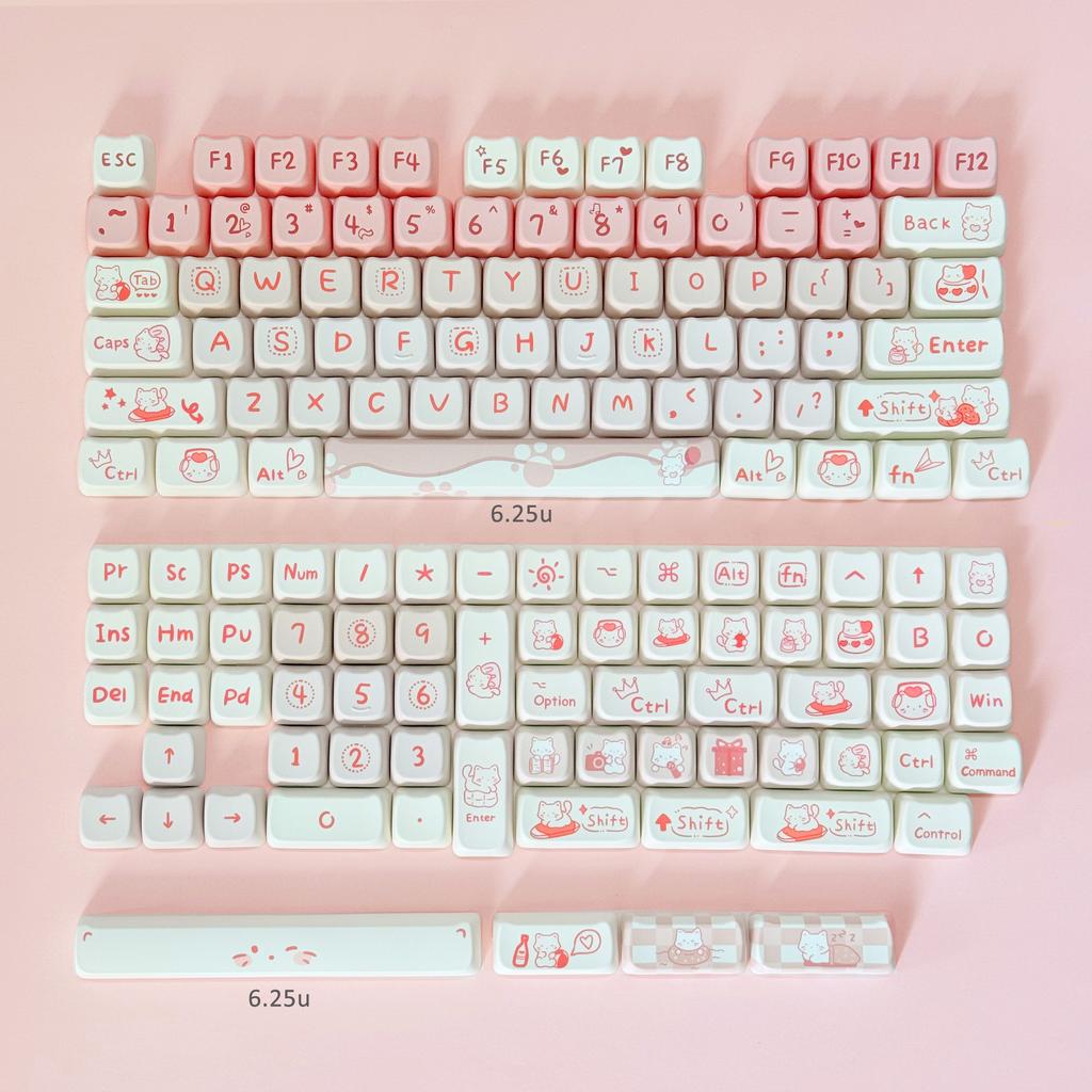 Cute KeyCaps MOA Pink Purple Yellow MAO Profile Cat Ear Shape Custom PBT Keycap for 60% 65% 75% TKL 96% Mechanical Keyboard