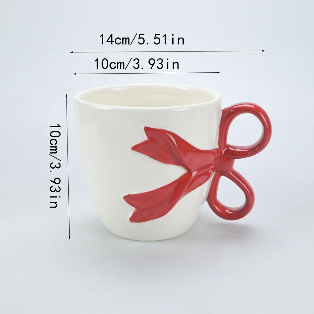 1pc Bow Shaped Mug, Pink Three-Dimensional Bow Shaped Coffee Cup, High Aesthetic Value, Design Sense