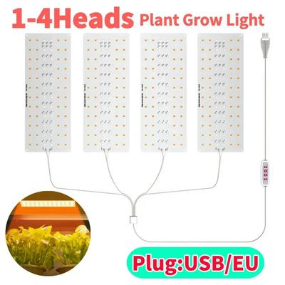 1-4 Głowice Pełne Spektrum Lampy do Uprawy Roślin USB Lampa do Uprawy Pod Szafką z Timerem LED do Roślin Wewnętrznych Ściemniana