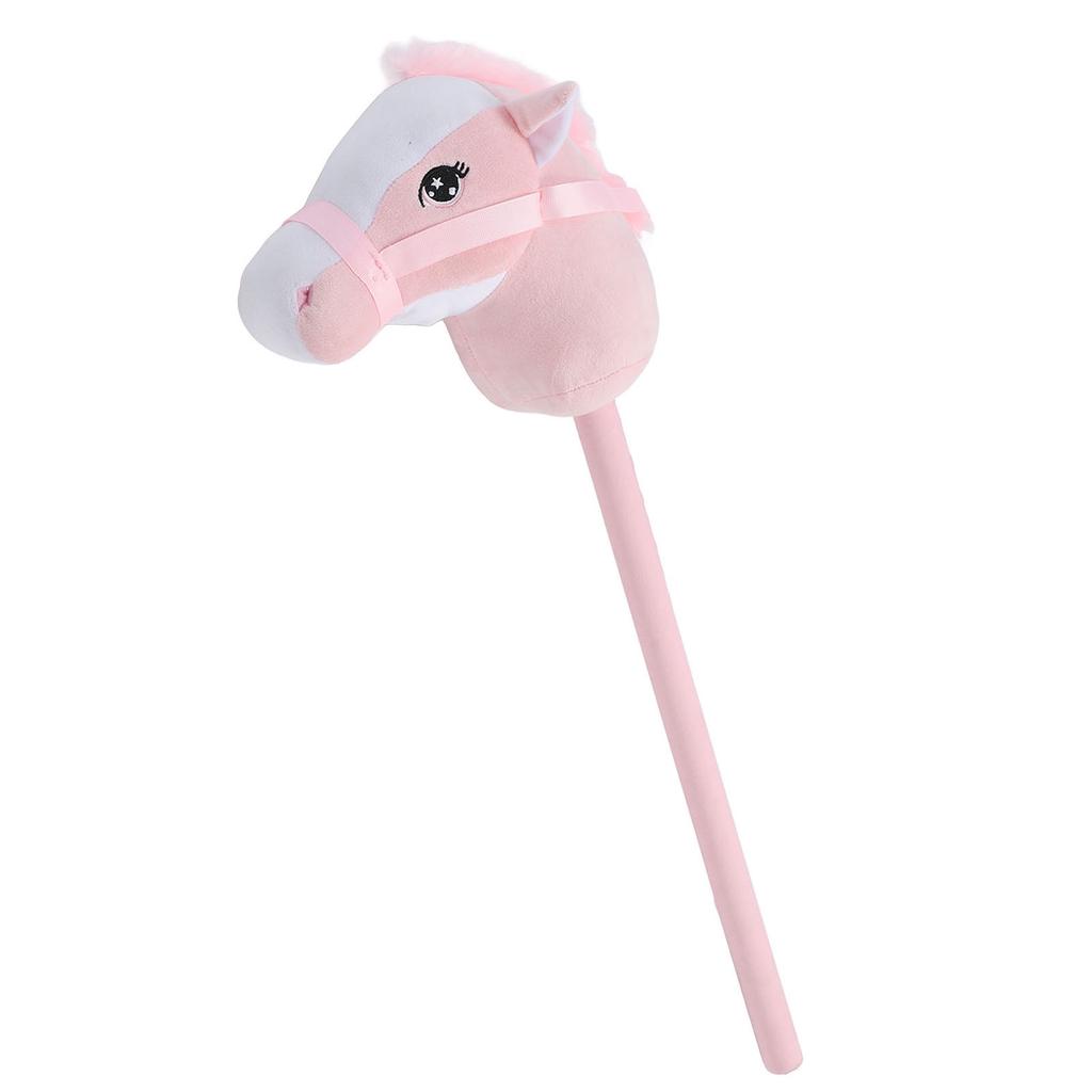 Hobby Horse Stick Toy 70cm Plush and PVC Cartoon Simulated Plush Handcrafted Hobby Horse Pink