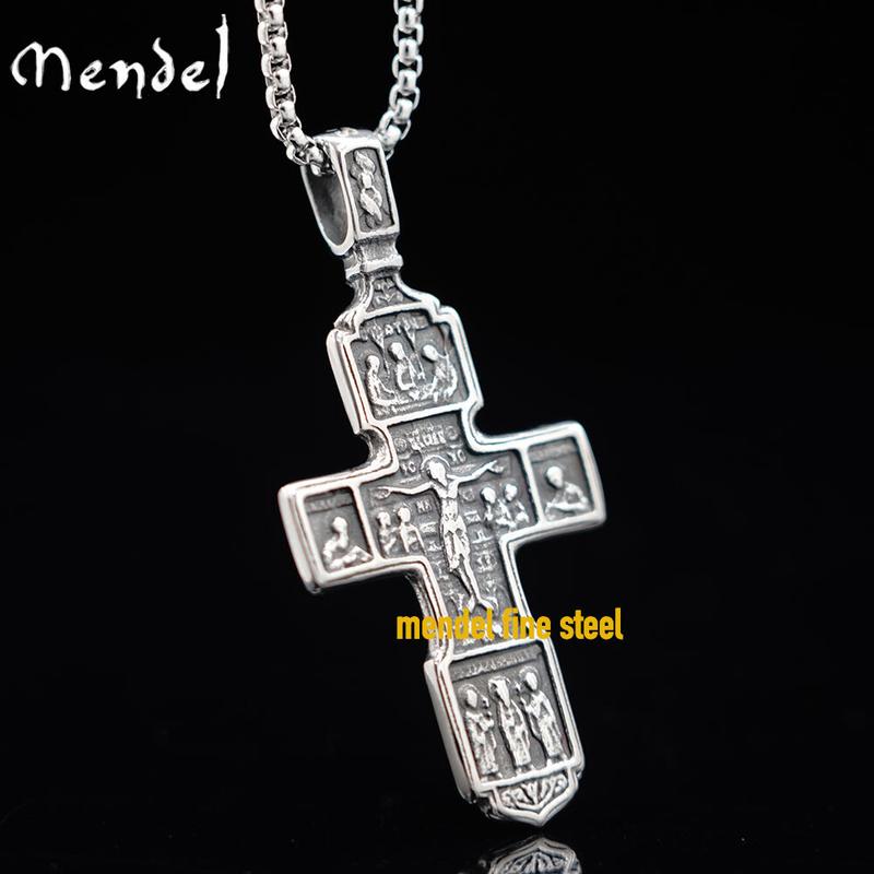 Mens Greek Orthodox Jesus Crucifix Cross Pendant Necklace Stainless Steel Gift