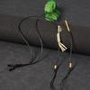 Retro Handmade Adjustable Waxed Leather Cord Necklace with Jade and Dzi Beads